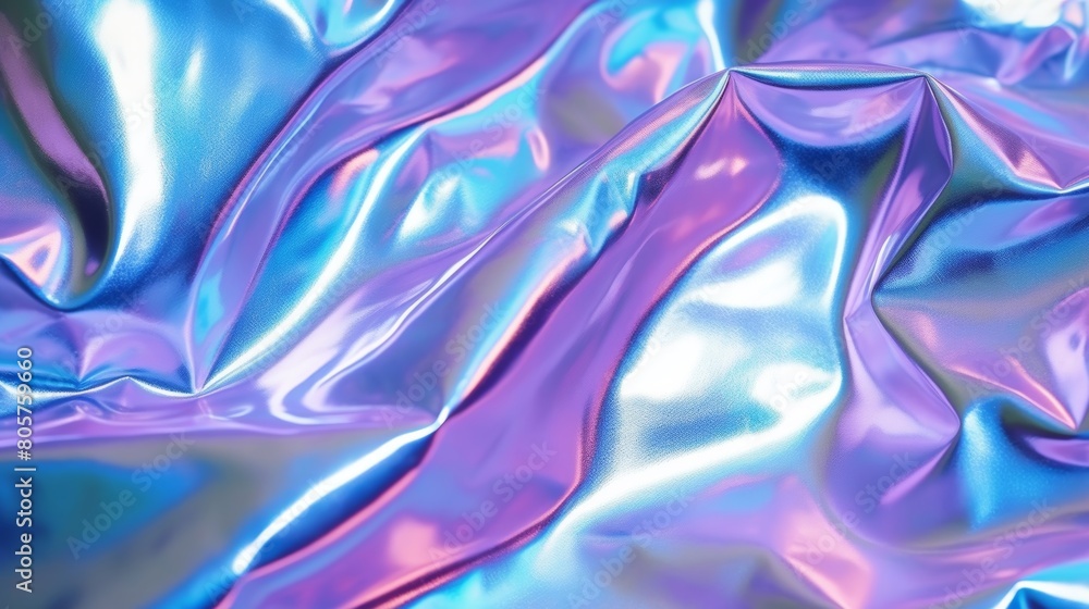 Close up view of vibrant holographic foil textures reflecting light Close up view of vibrant holographic foil textures reflecting light