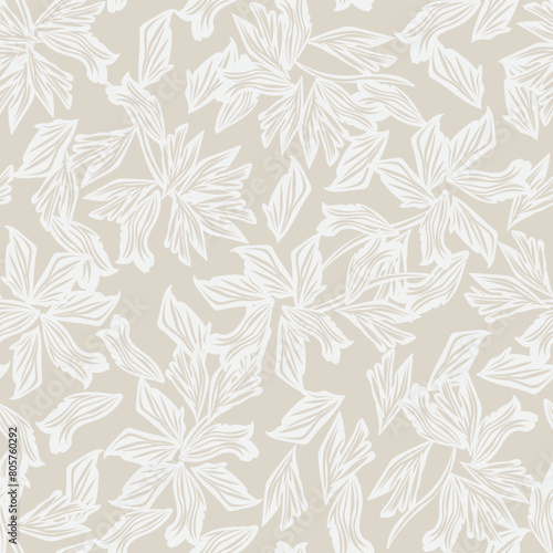 Neutral Colour Botanical Floral Seamless Pattern Design