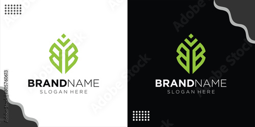 creative BB leaf logo, creative modern abstract illustration of the leaf shape of the initials BB, design inspiration, vector
