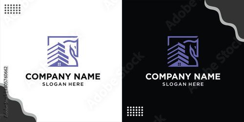 creative building and horse logo, design inspiration, vector