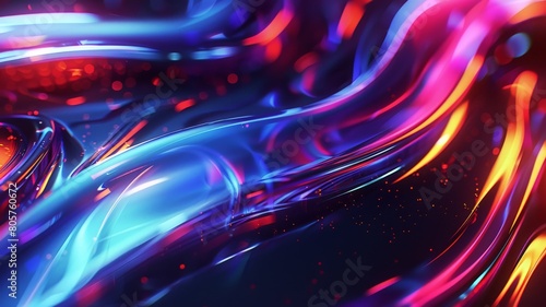 Delve into a mesmerizing world of color with this abstract fluid iridescent holographic neon curved wave in motion