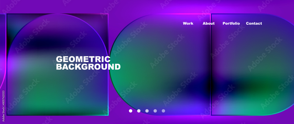 A visual effect lighting display with circles and squares on a purple background, featuring shades of violet, magenta, and electric blue. Perfect for entertainment events