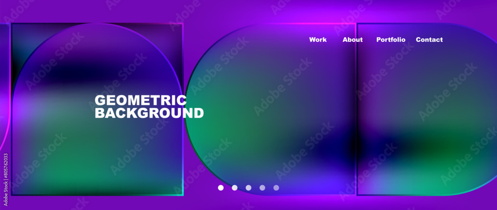 Fototapeta premium A visual effect lighting display with circles and squares on a purple background, featuring shades of violet, magenta, and electric blue. Perfect for entertainment events