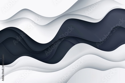 Dark ghost white paper waves abstract banner design. Elegant wavy vector background