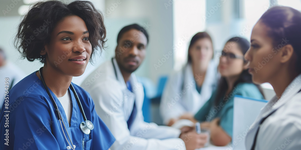 Group of doctor and medical workers at a consultation.
Group of doctor and medical workers at a consultation.