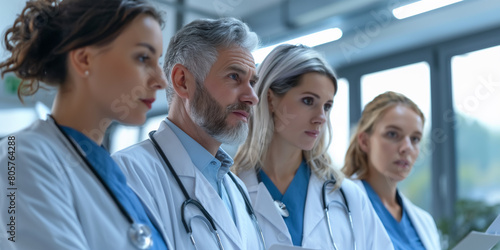 Group of doctor and medical workers at a consultation. 