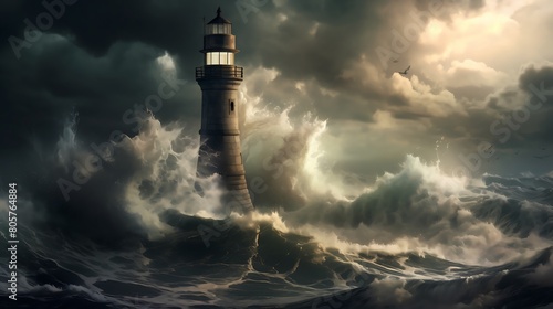 lighthouse on the sea photo