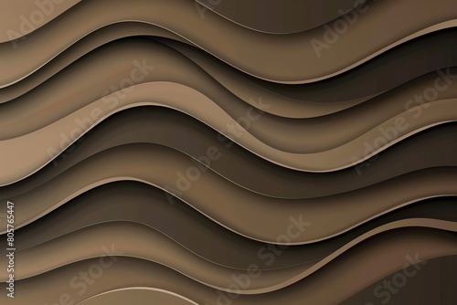 Dark khaki paper waves abstract banner design. Elegant wavy vector background