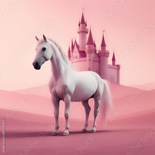 Beautiful pink horse with flowing mane in nature elegance generated by artificial intelligence 