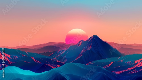 Create a digital painting of a mountain landscape