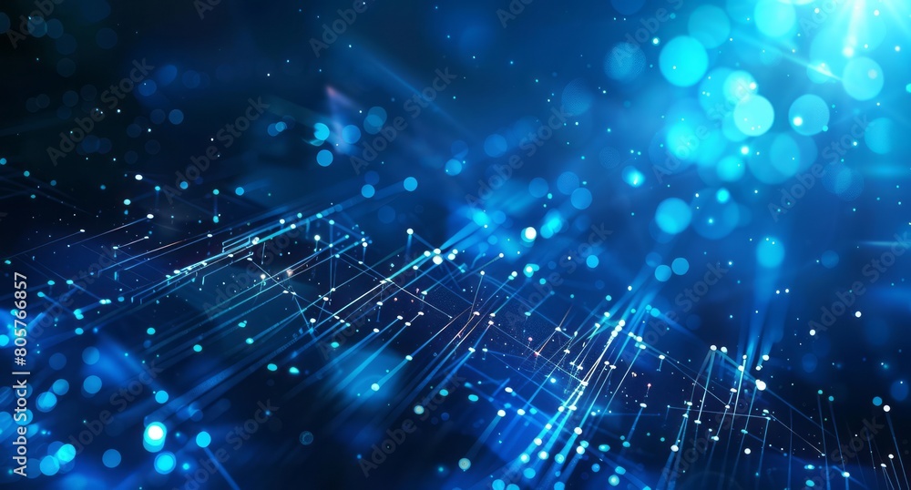 Blue technology background with light rays and glow on dark blue, futuristic illustration of digital glowing lines Blue technology background with light rays and glow on dark blue, futuristic illustration of digital glowing lines