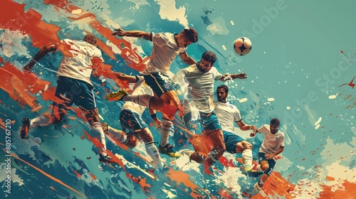 Action image of footballers in a dramatic goal-scoring moment, passion and excitement photo