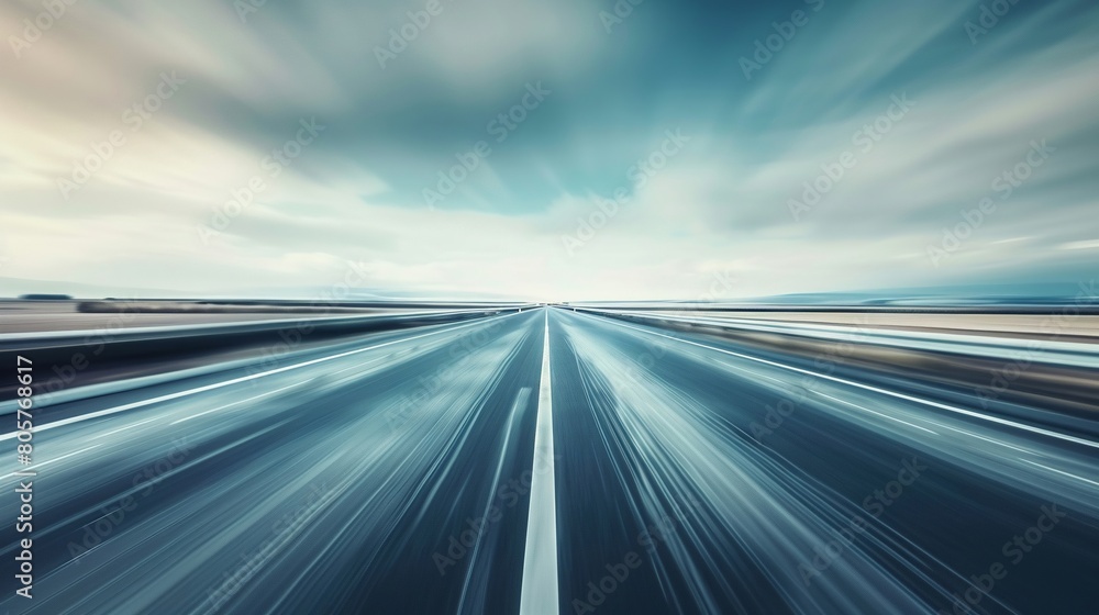 Obraz premium Speed concept visualized with a blurred highway stretching into the distance