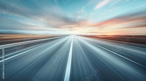 Speed concept visualized with a blurred highway stretching into the distance