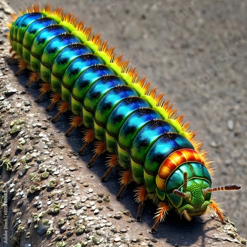 An oil slick vibrant colored caterpillar © Julio