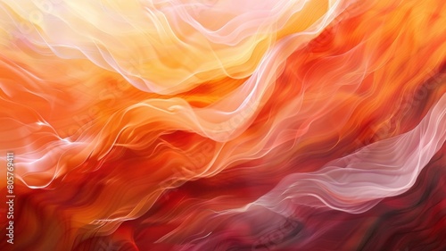 Dive into a mesmerizing world of abstract art with wavy orange and light red lines dancing gracefully across the canvas, their vibrant hues captured in stunning detail by an HD camera