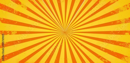 Bright yellow rays background. Sunburst rays texture, bright orange and yellow sun ray pattern for comic book poster or summer advertising banner template design