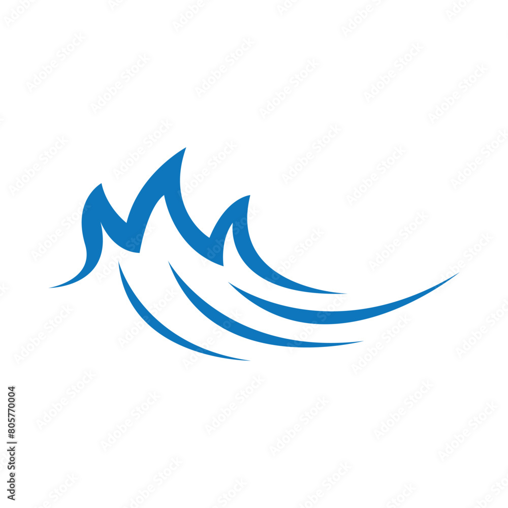 illustration of the logo of waves and sun in the morning illustration of the logo of waves and sun in the morning