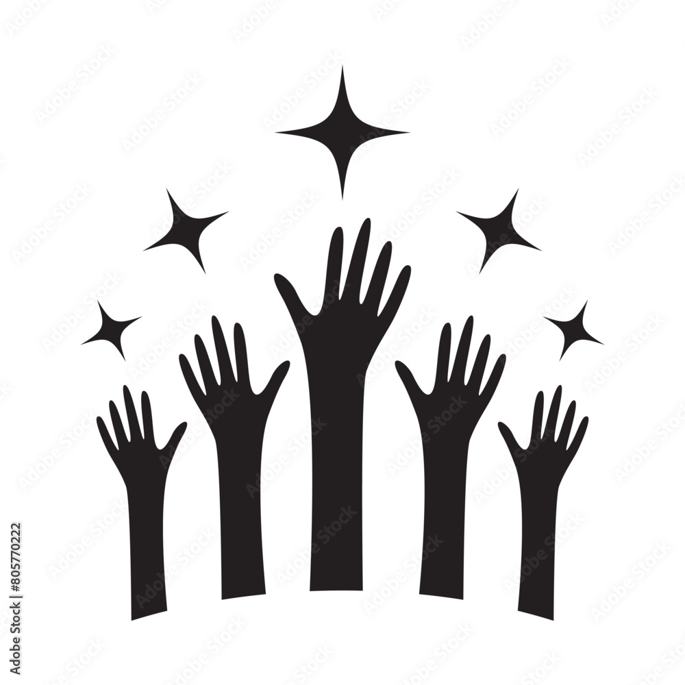 hand reaching for glitter stars logo design hand reaching for glitter stars logo design