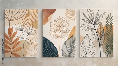 Discover the Beauty of Modern Wall Art with Abstract Plant Designs in Various Formats.