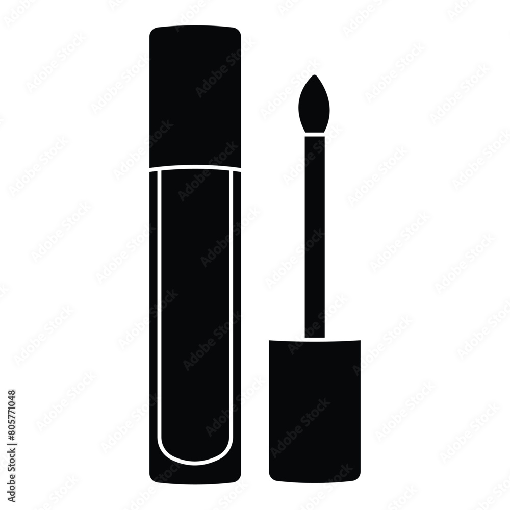 Lip gloss tube template. Lip cream plastic transparent bottle with black cap isolated on white background. Lip gloss tube template. Lip cream plastic transparent bottle with black cap isolated on white background.