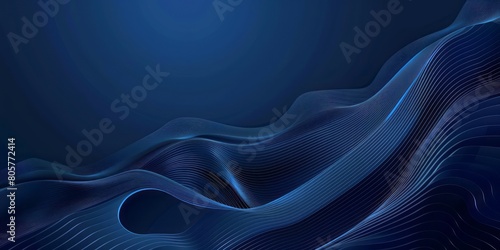 Dark blue background with abstract lines and waves for corporate presentation or business