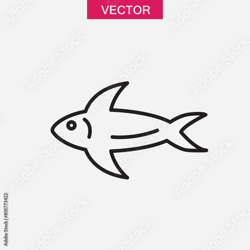 fish line icon, outline simple flat trendy style illustration on white background..eps