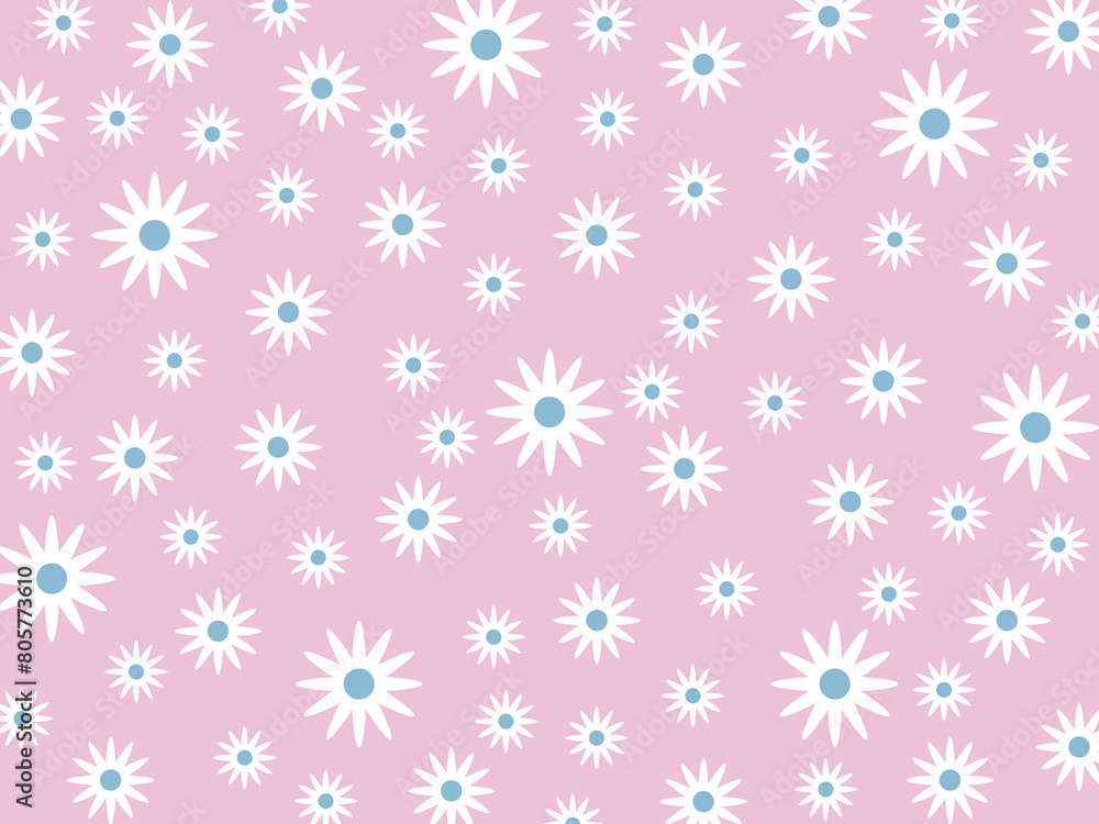 Floral pattern with white flowers on a light pink background, stock illustration. Floral pattern with white flowers on a light pink background, stock illustration.