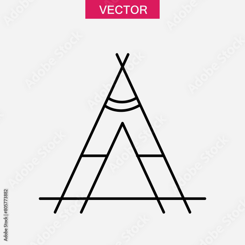 Indian tepee line icon, vector flat trendy style illustration for web and app..eps