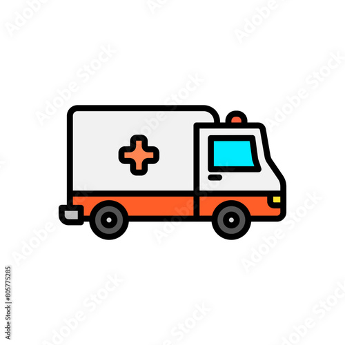 Wallpaper Mural Colored line icon of ambulance, isolated background Torontodigital.ca