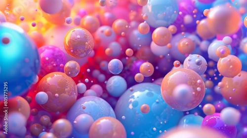 Abstract 3D colorful spheres background hyper realistic 