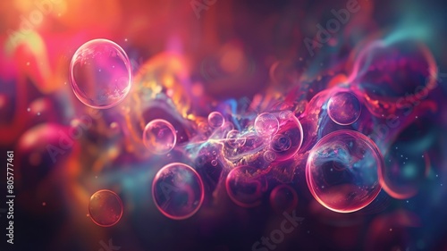 Elevate your digital space with an abstract PC desktop wallpaper featuring ethereal bubbles floating amidst a whirlwind of bold and vivid hues, creating a mesmerizing visual feast for the eyes photo