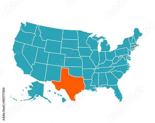 USA vector map with Texas map prominent.