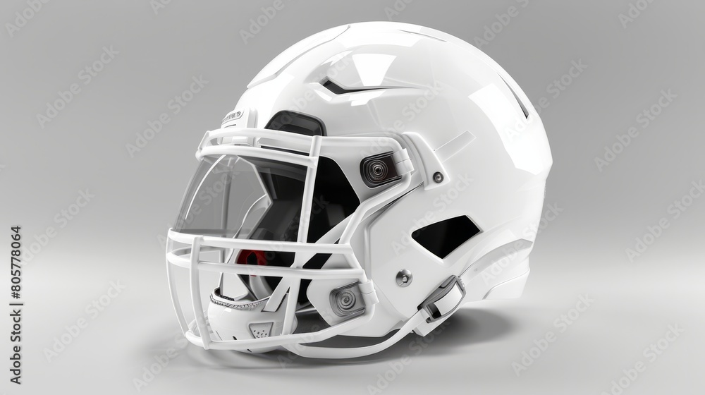 Fototapeta premium Modern White American Football Helmet - Safety and Style. Concept American Football, Helmet, Safety, Style, Modern hyper realistic 