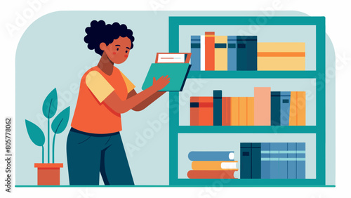 A volunteer shelving books with delicate care ensuring each one finds its proper place in the organized chaos of the local library..