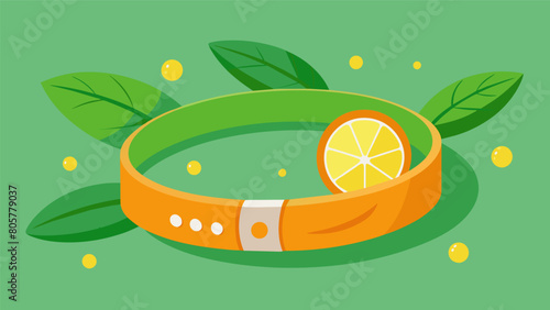 A wristband that emits a citrus scent when your dog starts to eat plants or other nonfood items.. Vector illustration