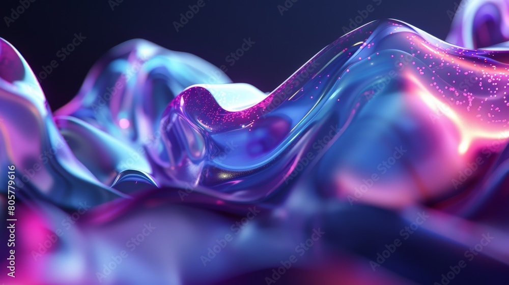 Obraz premium Embark on a visual journey with this abstract fluid iridescent holographic neon curved wave in motion