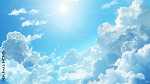 sunny sky background whith clouds hyper realistic  photo