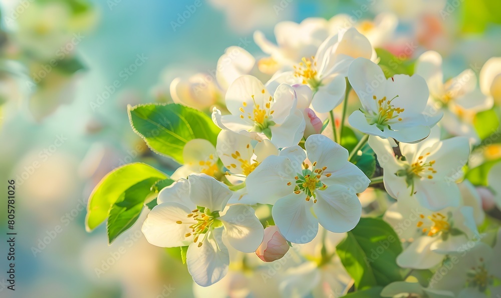 Obraz premium Young apple tree in spring, Generative AI