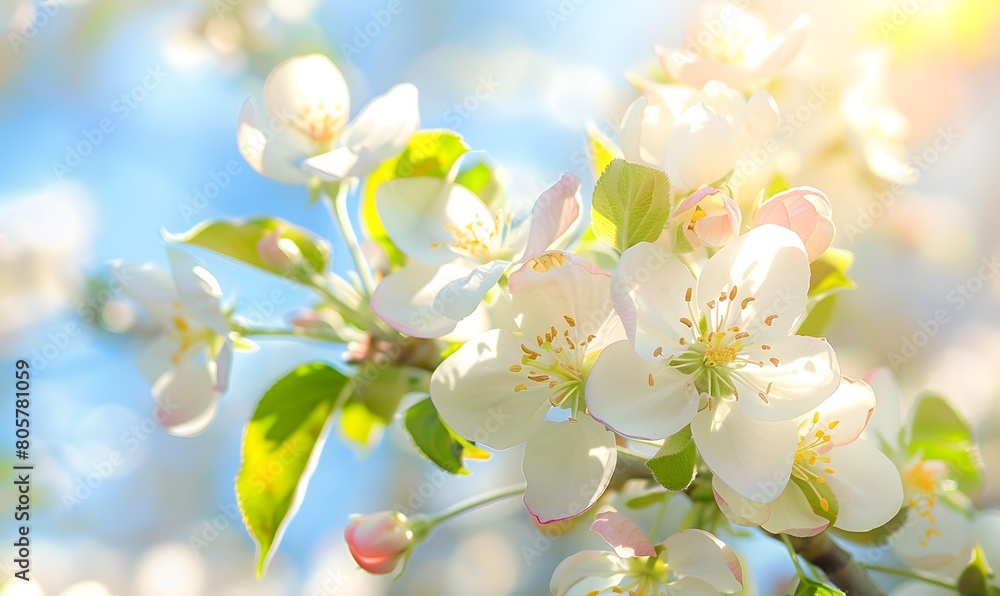 Obraz premium Young apple tree in spring, Generative AI
