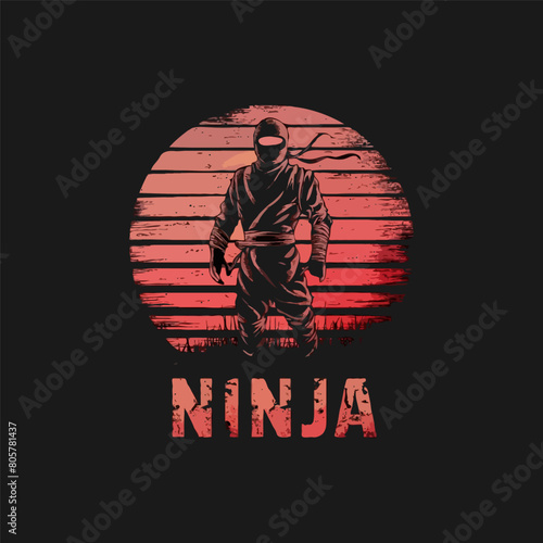 Vector Ninja style retro stylish t shirt design