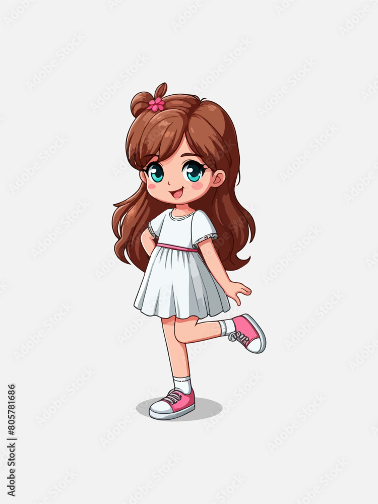 Cartoon design, girls wearing dresses and posing Cartoon design, girls wearing dresses and posing