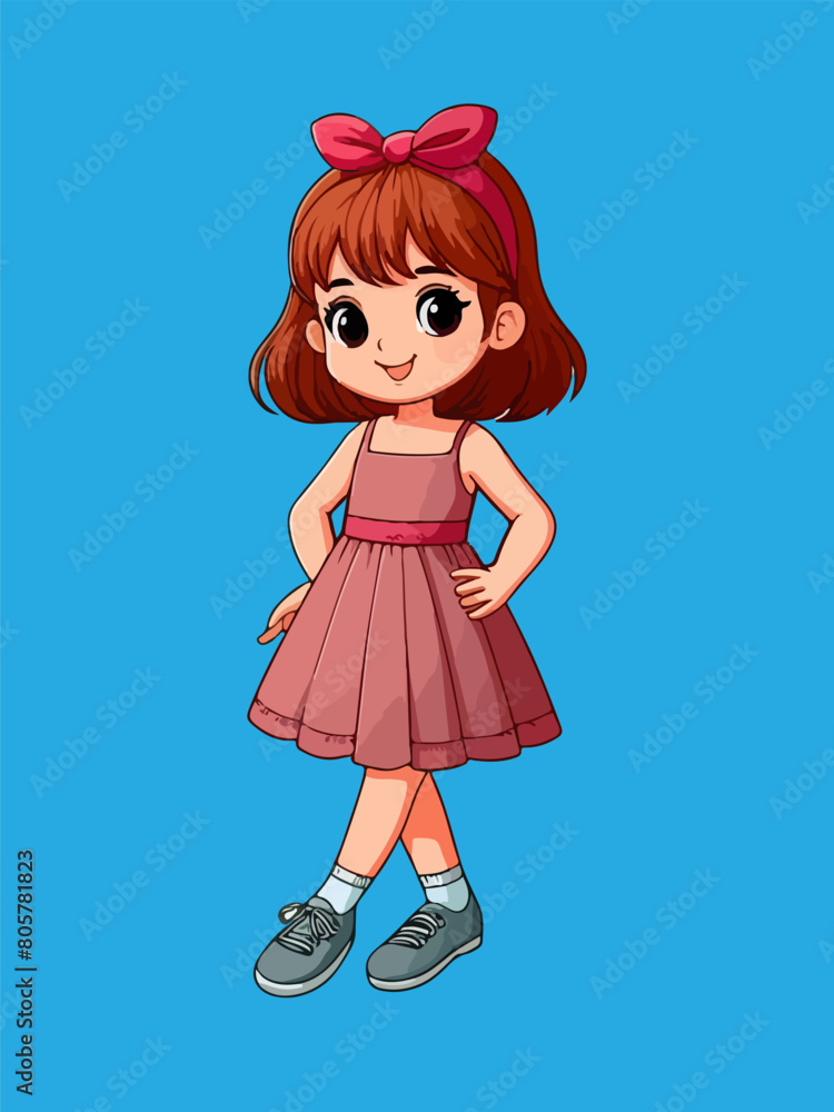 Cartoon design, girls wearing dresses and posing Cartoon design, girls wearing dresses and posing