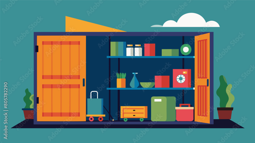 Step inside a refurbished shipping container and discover a world of upcycled and repurposed goods each with its own story to tell.. Vector illustration