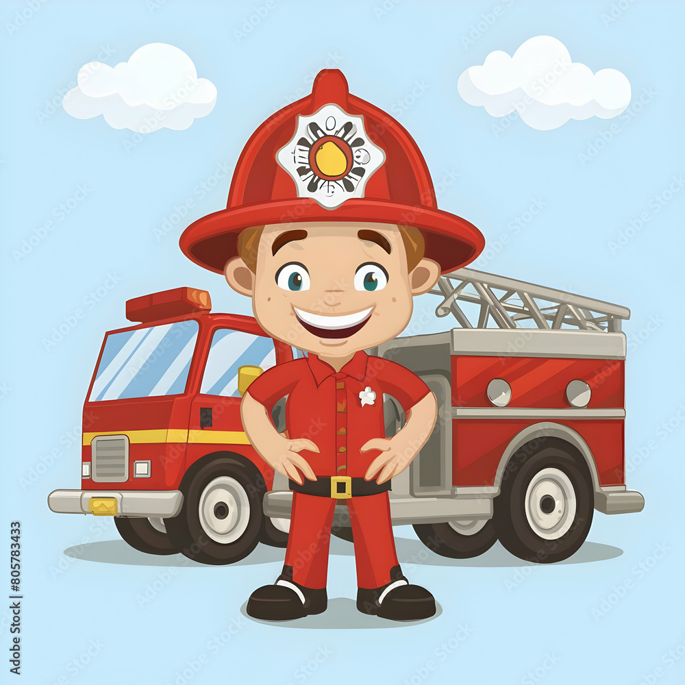 Obraz premium Fire fighter cute character