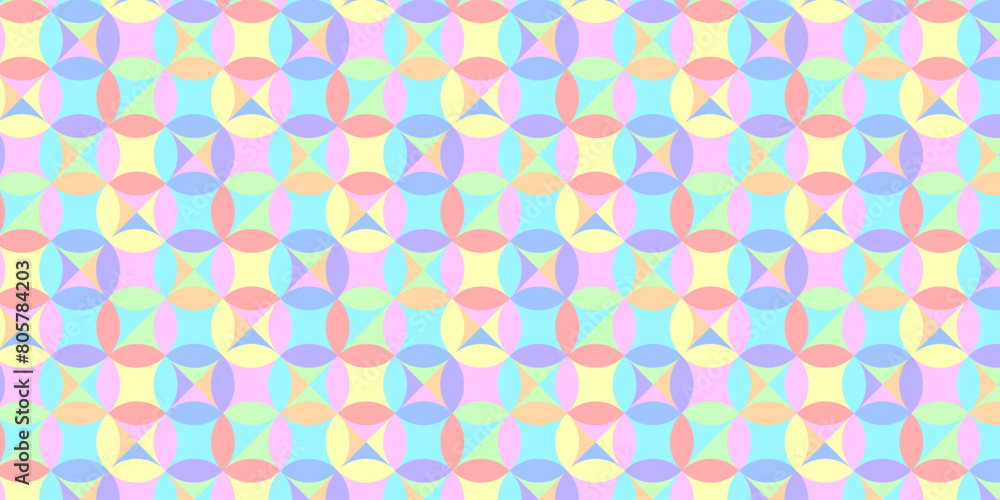 circle seamless pattern with geometric floral pastel tone color
