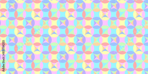 circle seamless pattern with geometric floral pastel tone color