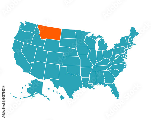 USA vector map with Montana map prominent.