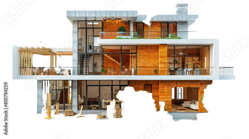 The front of the house s architectural design  transparent background