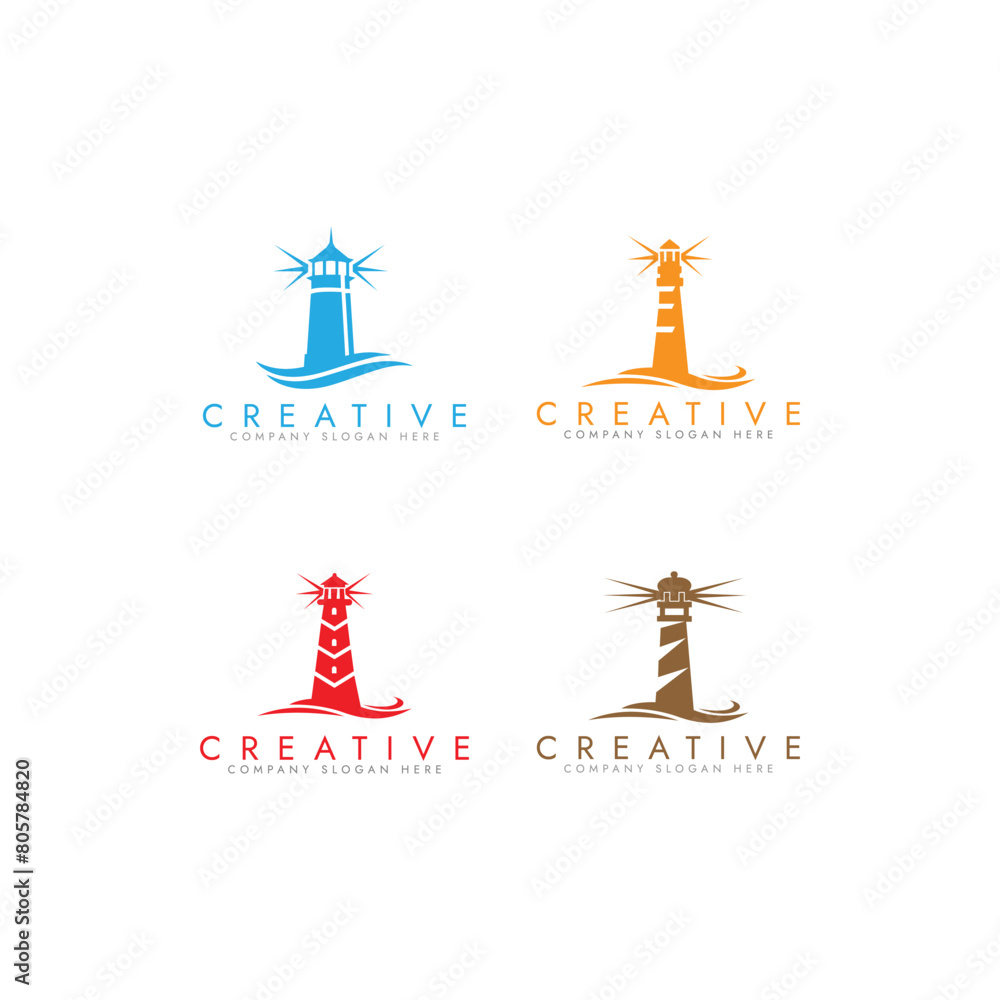 Lighthouse guard tower logo set vector illustration design Lighthouse guard tower logo set vector illustration design